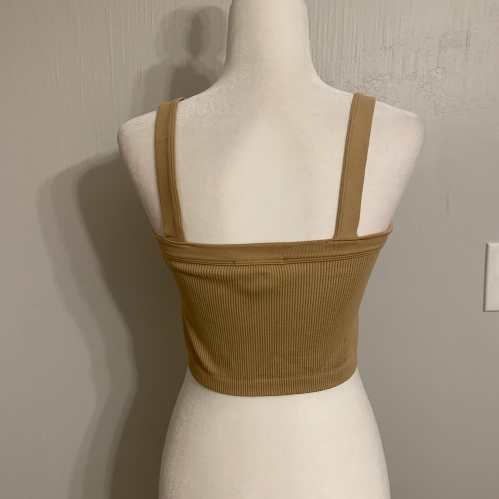Choices Tan Ribbed Crop Top One Size - Picture 3 of 6
